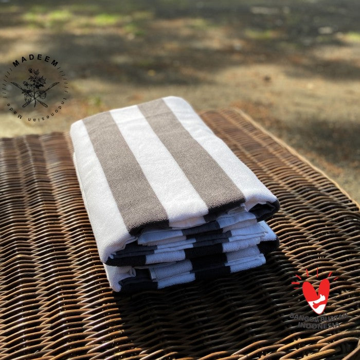 Pool Towel (White-Grey) - 100% ELS Cotton