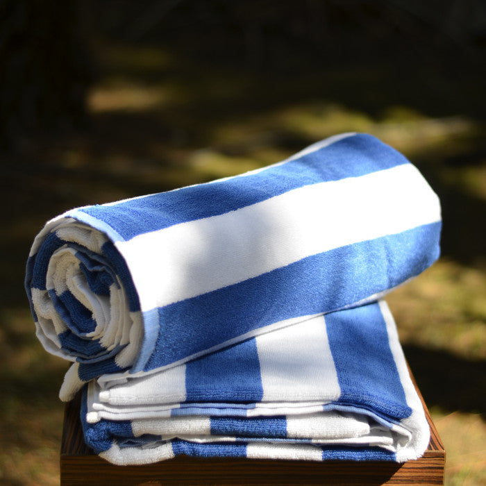 Pool Towel (White-Blue) - 100% ELS Cotton