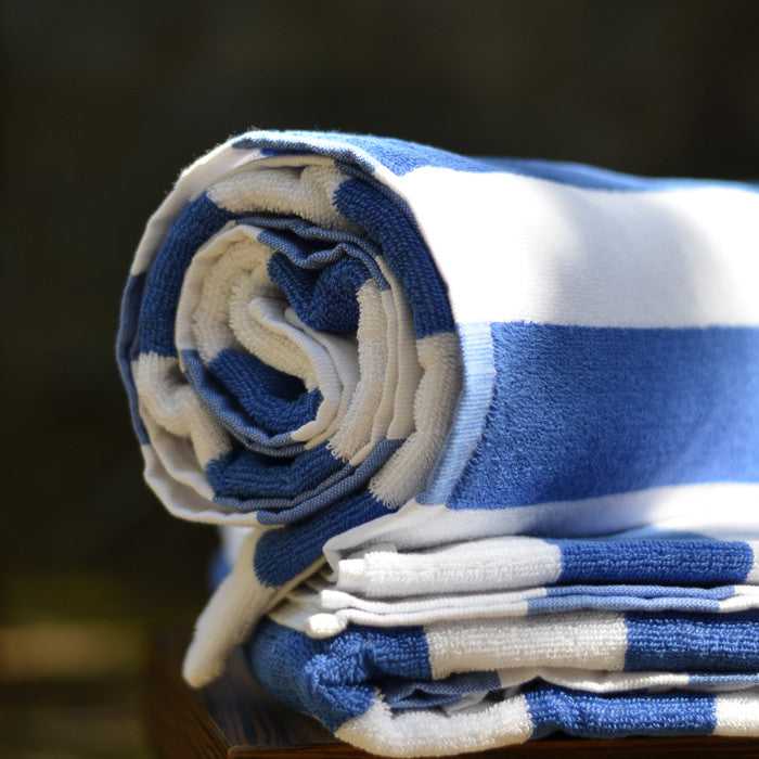 Pool Towel (White-Blue) - 100% ELS Cotton