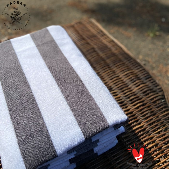 Pool Towel (White-Grey) - 100% ELS Cotton