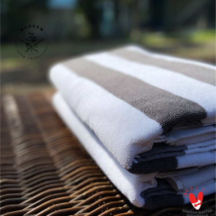 Pool Towel (White-Grey) - 100% ELS Cotton