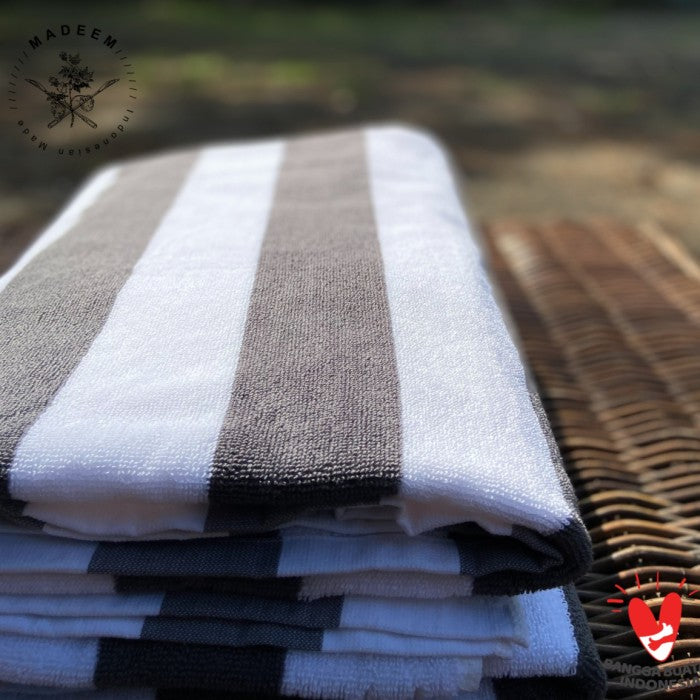 Pool Towel (White-Grey) - 100% ELS Cotton